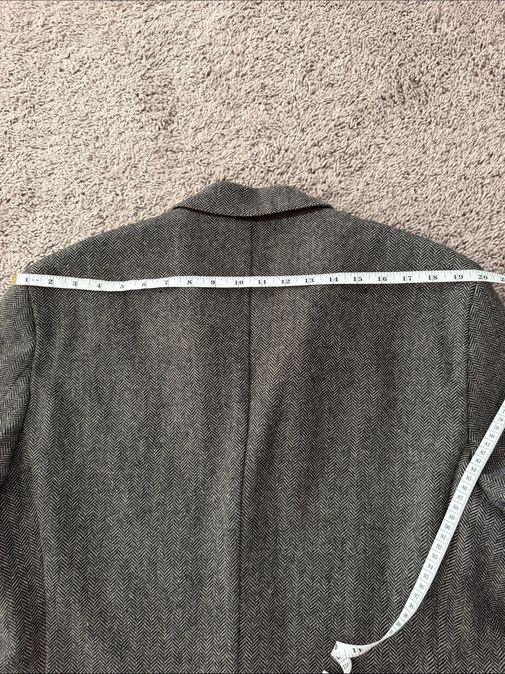 Zara Men's Gray Herringbone Sport Coat with Brown Elbow Patches